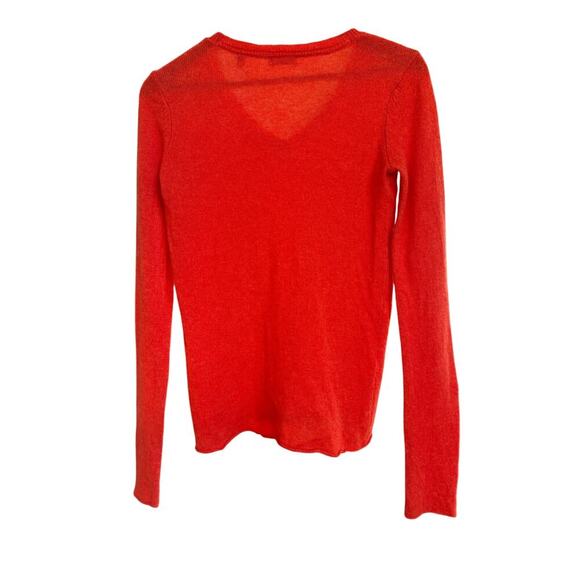 ATM 100% cashmere sweater neon red/ orange Size S v neck - Picture 4 of 5